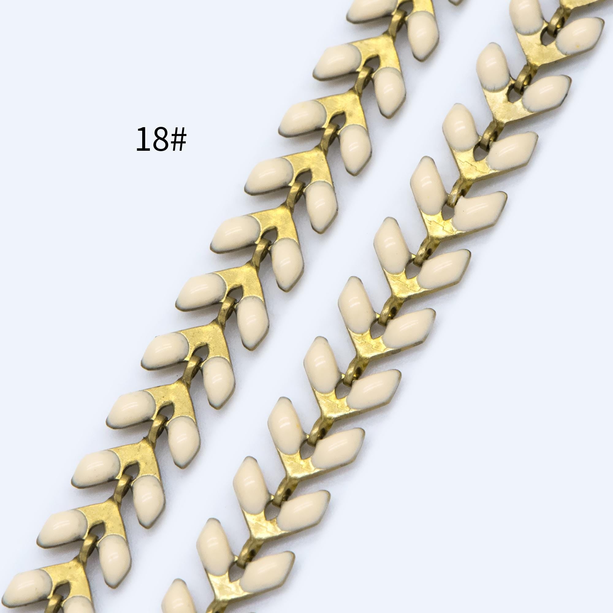 Mint Green Enamel Brass Arrow Chain 6mm, Flat Chevron Chain, Herringbone Fish bone Designer Chain (#LK-048)/ 1 Meter=3.3ft